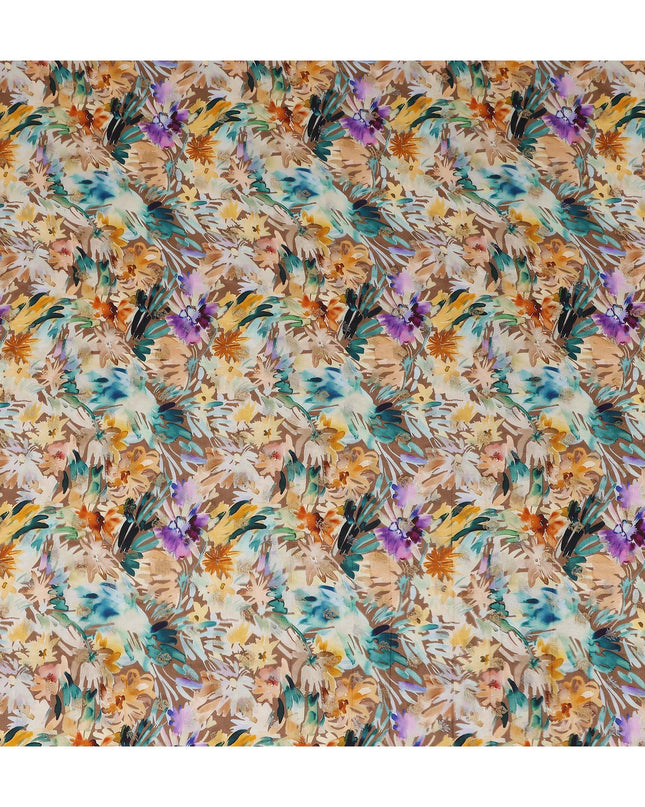 Beige Abstract Floral Jacquard Viscose Crepe 110cm