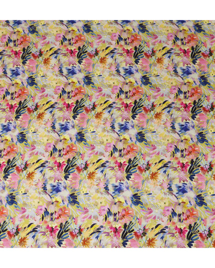 Yellow Tropical Floral Jacquard Viscose Crepe 110cm