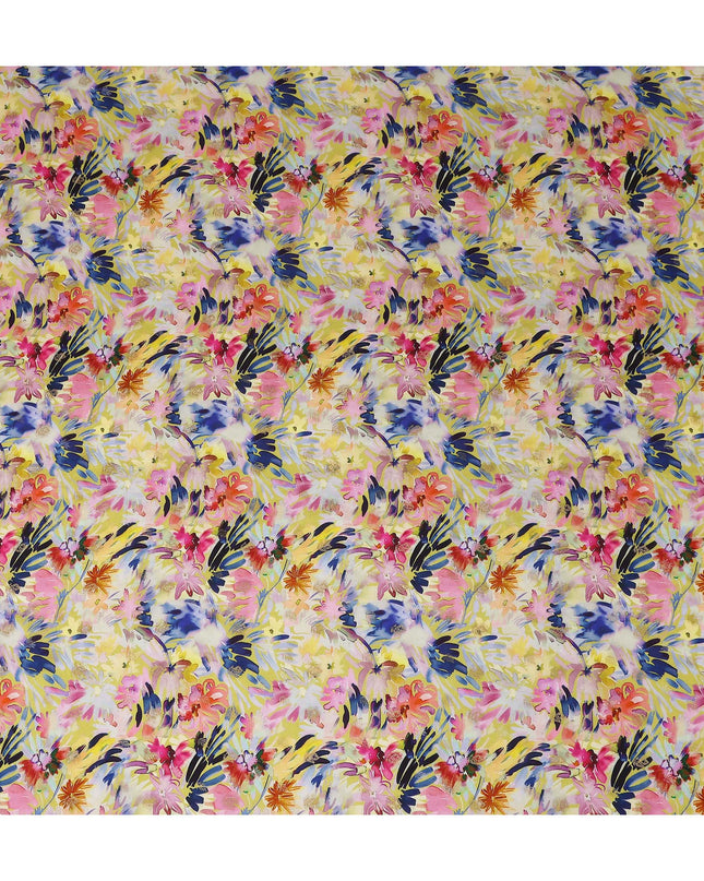 Yellow Tropical Floral Jacquard Viscose Crepe 110cm