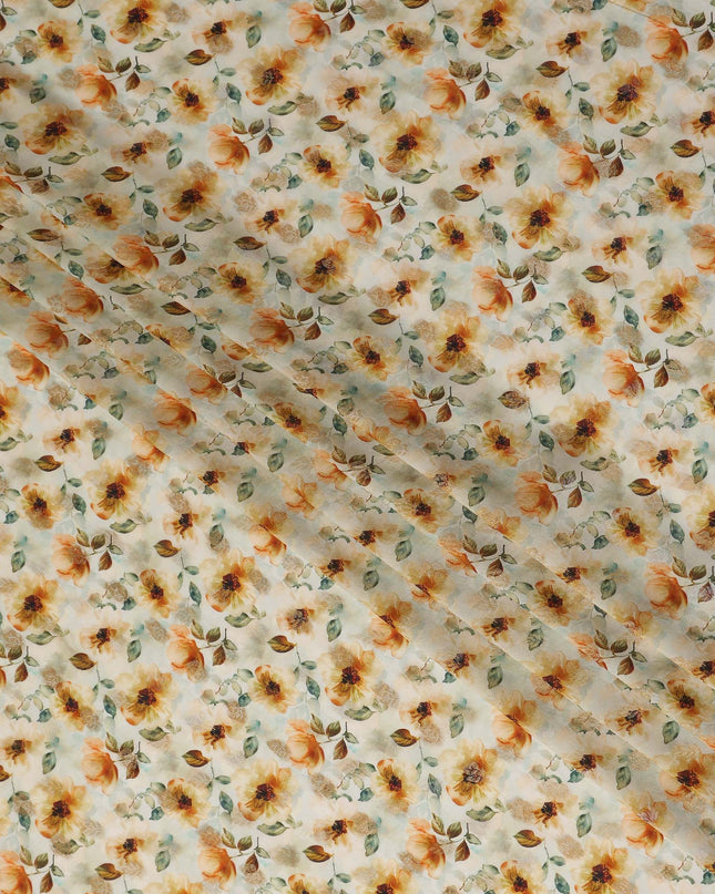 Yellow Sunflower Floral Jacquard Viscose Crepe 110cm