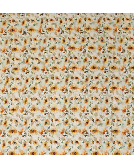 Yellow Sunflower Floral Jacquard Viscose Crepe 110cm