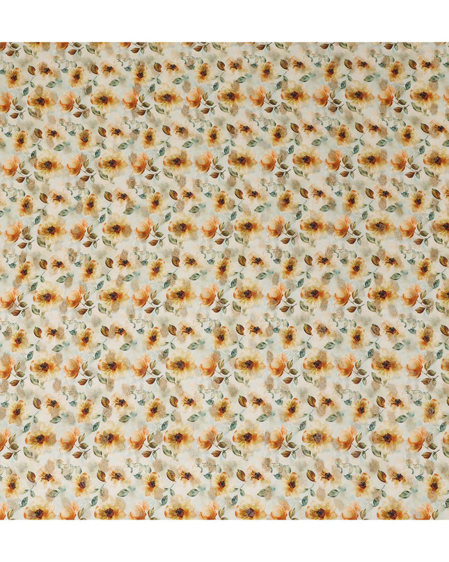 Yellow Sunflower Floral Jacquard Viscose Crepe 110cm