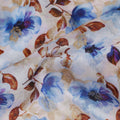 Blue Floral Jacquard Viscose Crepe 110cm