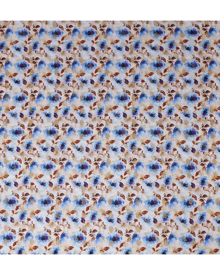 Blue Floral Jacquard Viscose Crepe 110cm