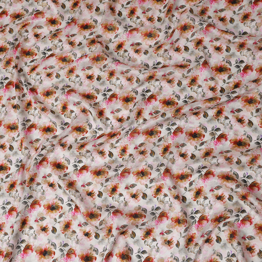 Pink Sunflower Floral Jacquard Viscose Crepe 110cm
