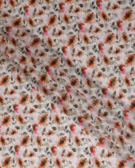 Pink Sunflower Floral Jacquard Viscose Crepe 110cm