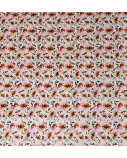 Pink Sunflower Floral Jacquard Viscose Crepe 110cm