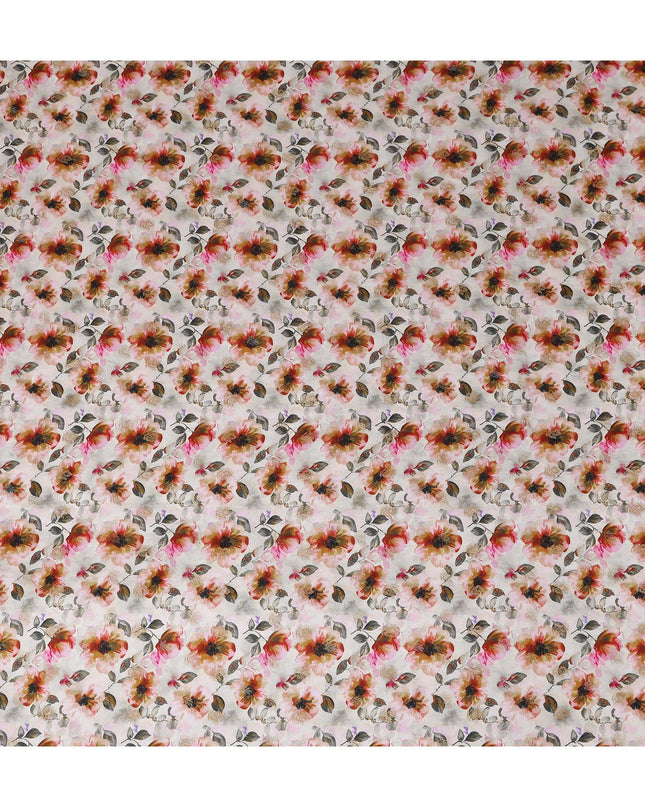 Pink Sunflower Floral Jacquard Viscose Crepe 110cm