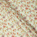 Light Cream Pure Linen Floral Printed Fabric with Multicolor Watercolor Design, 140 cms Width, Made in India-D25067