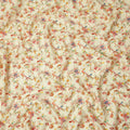 قماش كتان بيج نقي مطبوع عليه زهور بتصميم ألوان مائية متعددة، عرض 140 سم، صنع في الهند - D25066