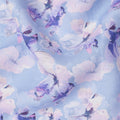 Light Purple Pure Linen Floral Printed Fabric with Purple and White Blossom Design, 140 cms Width, Made in India-D25068