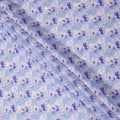 Light Purple Pure Linen Floral Printed Fabric with Purple and White Blossom Design, 140 cms Width, Made in India-D25068