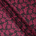 Black Pink Floral Printed Cotton Voile Fabric 150 Cms Width Lightweight Soft Breathable Dress Material Made In India-D27862