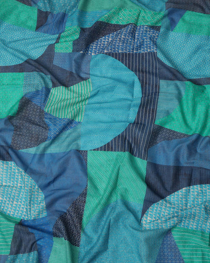 Blue Teal Geometric Leaf Printed Cotton Voile Fabric 150 Cms Width Lightweight Soft Breathable Dress Material Made In India-D27857 Regal Fabrics