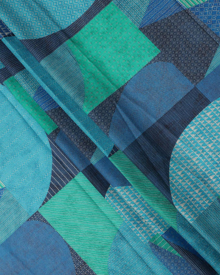 Blue Teal Geometric Leaf Printed Cotton Voile Fabric 150 Cms Width Lightweight Soft Breathable Dress Material Made In India-D27857 Regal Fabrics