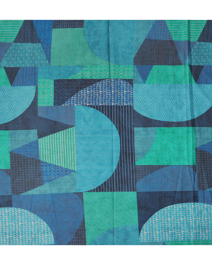 Blue Teal Geometric Leaf Printed Cotton Voile Fabric 150 Cms Width Lightweight Soft Breathable Dress Material Made In India-D27857 Regal Fabrics