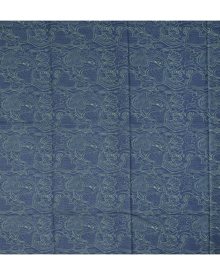 Navy Blue Green Floral Heart Printed Cotton Voile Fabric 150 Cms Width Lightweight Soft Breathable Dress Material Made In India-D27860