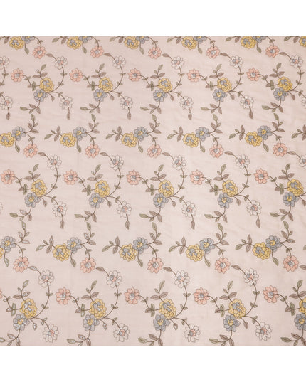 Light Pink Floral Printed Viscose Cotton Fabric, 110 Cms Width, India-D24820