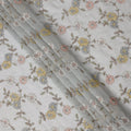 قماش قطني فيسكوز مطبوع عليه زهور رمادي فاتح، عرض 110 سم، الهند - D24822