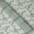 Mint Green Floral Printed Viscose Cotton Fabric, 110 Cms Width, India-D24821