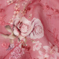 Rose Pink Floral Printed Viscose Cotton Fabric, 110 Cms Width, India-D24819
