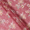 Rose Pink Floral Printed Viscose Cotton Fabric, 110 Cms Width, India-D24819
