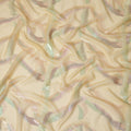 Champagne Gold Premium Pure Silk Chiffon Fabric with Multicolor Metallic Lurex Design 110 Cms Width, Made in South Korea-D25866