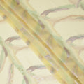 Lemon Yellow Premium Pure Silk Chiffon Fabric with Multicolor Metallic Lurex Design 110 Cms Width, Made in South Korea-D25868
