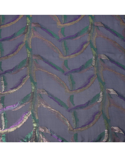 Blue Multicolor Abstract Silk Chiffon Fabric with Metallic Lurex 110 Cms Width South Korea-D24984