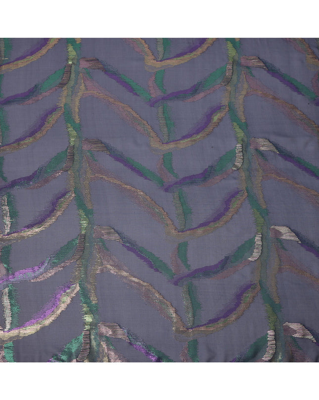 Blue Multicolor Abstract Silk Chiffon Fabric with Metallic Lurex 110 Cms Width South Korea-D24984