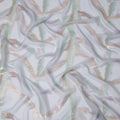 Grey Premium Pure Silk Chiffon Fabric with Multicolor Metallic Lurex Design 110 Cms Width, Made in South Korea-D25863
