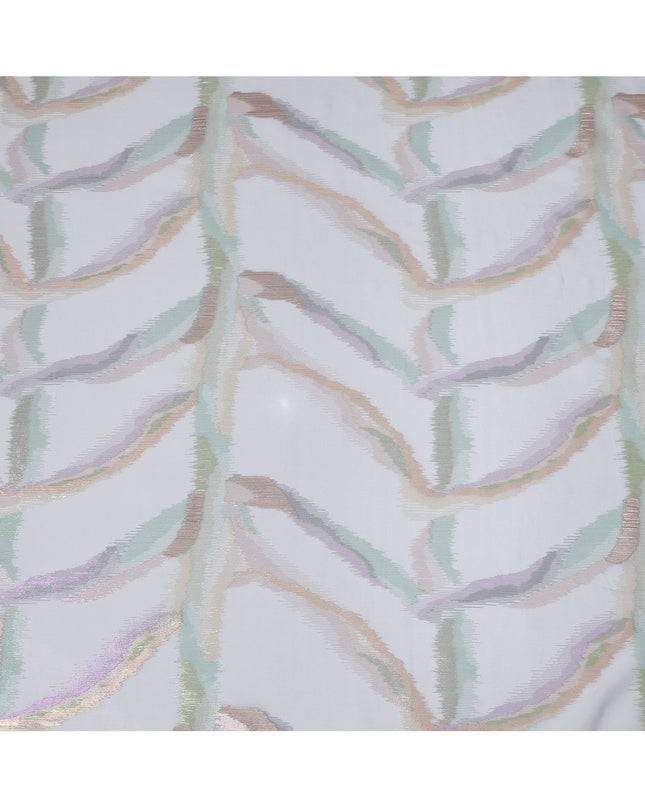 Grey Premium Pure Silk Chiffon Fabric with Multicolor Metallic Lurex Design 110 Cms Width, Made in South Korea-D25863