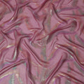 Rose Pink Premium Pure Silk Chiffon Fabric with Multicolor Metallic Lurex Design 110 Cms Width, Made in South Korea-D25864