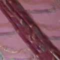 Rose Pink Premium Pure Silk Chiffon Fabric with Multicolor Metallic Lurex Design 110 Cms Width, Made in South Korea-D25864