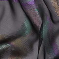 Black Multicolor Abstract Silk Chiffon Fabric with Metallic Lurex 110 Cms Width South Korea-D24982