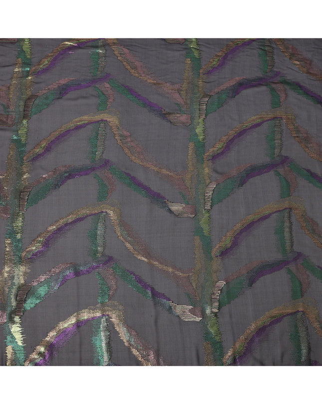 Black Multicolor Abstract Silk Chiffon Fabric with Metallic Lurex 110 Cms Width South Korea-D24982