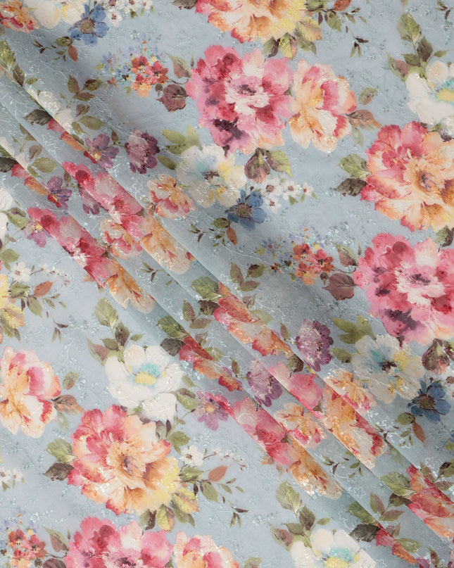 Blue Multicolor Floral Printed Viscose Cotton Fabric, 110 Cms Width, India
-D24828