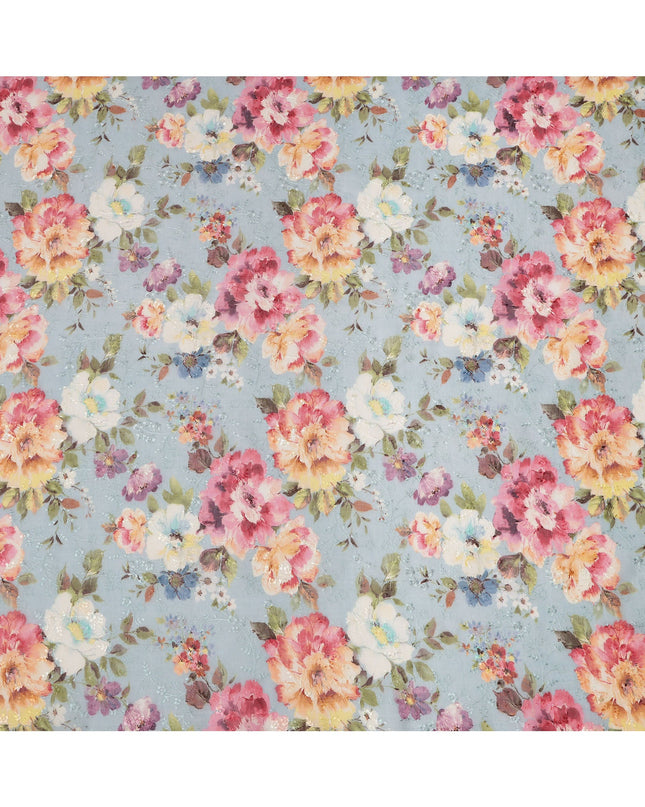 Blue Multicolor Floral Printed Viscose Cotton Fabric, 110 Cms Width, India
-D24828