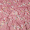 Dusty Pink Floral Printed Viscose Cotton Fabric, 110 Cms Width, India-D24817