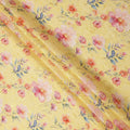 Yellow Multicolor Floral Printed Viscose Cotton Fabric, 110 Cms Width, India-D24826