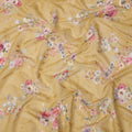 Mustard Yellow Floral Printed Viscose Cotton Fabric, 110 Cms Width, India-D24818