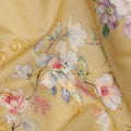 Mustard Yellow Floral Printed Viscose Cotton Fabric, 110 Cms Width, India-D24818