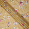 Mustard Yellow Floral Printed Viscose Cotton Fabric, 110 Cms Width, India-D24818