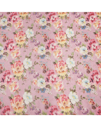 Pink Multicolor Floral Printed Viscose Cotton Fabric, 110 Cms Width, India-D24827