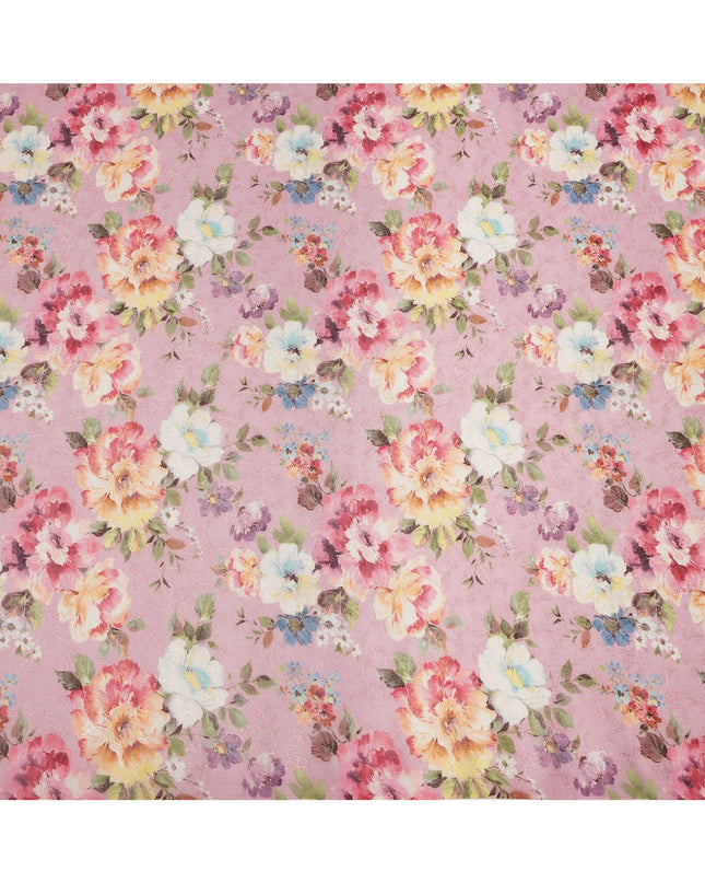 Pink Multicolor Floral Printed Viscose Cotton Fabric, 110 Cms Width, India-D24827