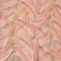 Peach Multicolor Abstract Silk Chiffon Fabric with Metallic Lurex 110 Cms Width South Korea-D24983
