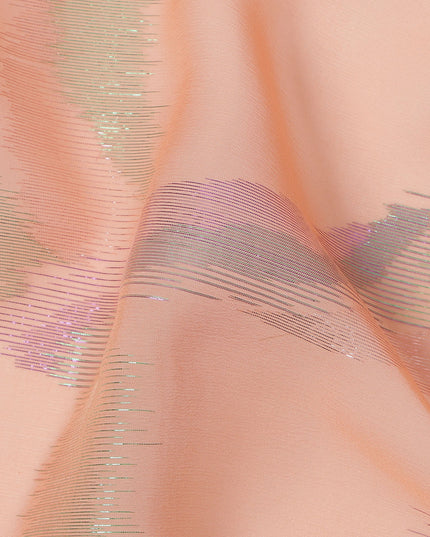 Peach Multicolor Abstract Silk Chiffon Fabric with Metallic Lurex 110 Cms Width South Korea-D24983