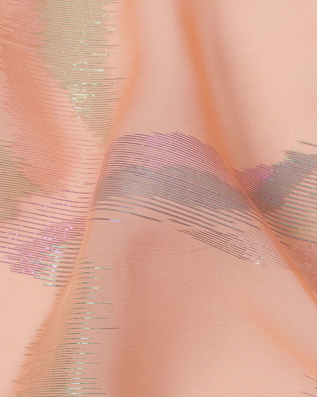 Peach Multicolor Abstract Silk Chiffon Fabric with Metallic Lurex 110 Cms Width South Korea-D24983