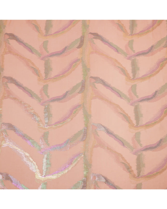 Peach Multicolor Abstract Silk Chiffon Fabric with Metallic Lurex 110 Cms Width South Korea-D24983
