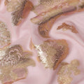 Light Pink Floral Pattern Silk Chiffon Fabric with Metallic Lurex, 110 Cms, South Korea-D25500